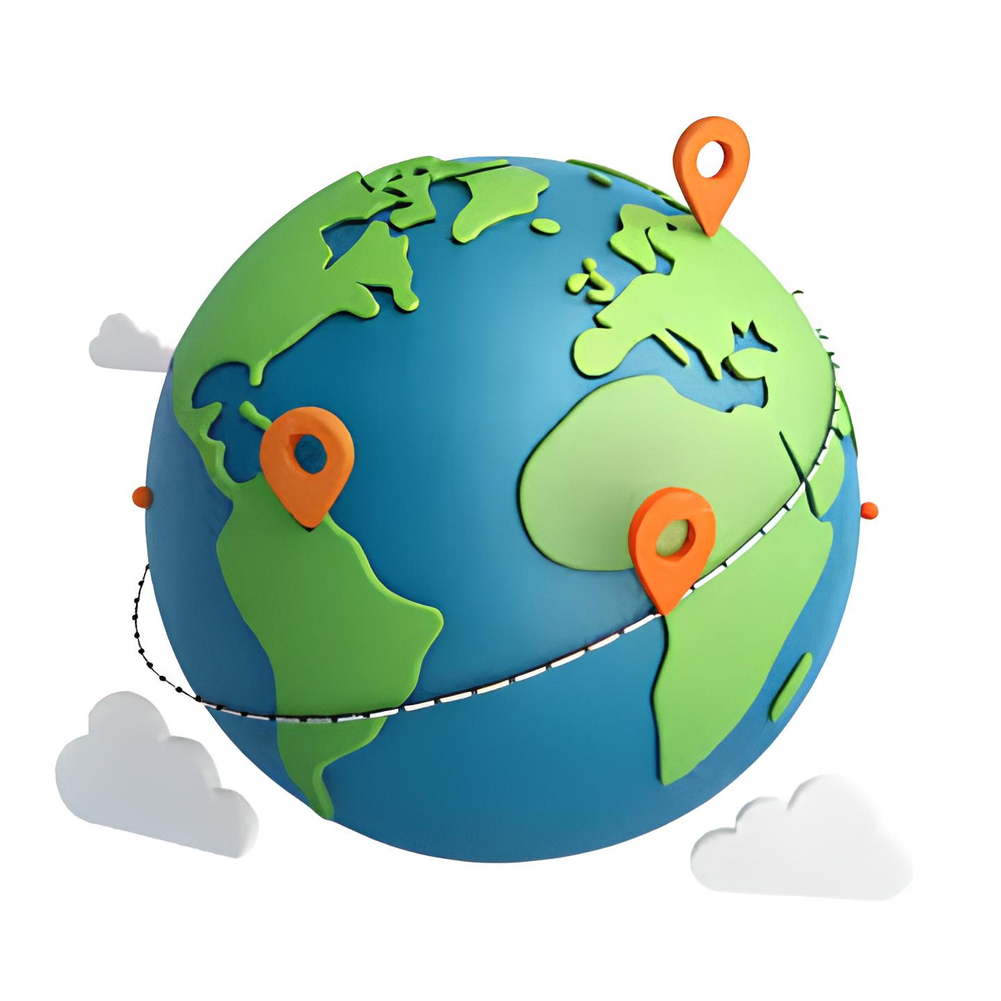 Mapa mundial con conexiones de negocio globales